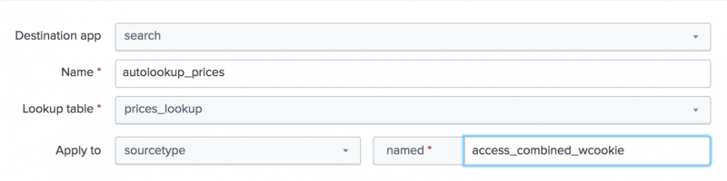 This image shows the Add New Automatic lookups page. The fields are filled in as described in the steps up to this point.