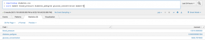 This screen capture shows the Statistics tab of the toolkit and the moment scoring results for three compared fields from the dataset.